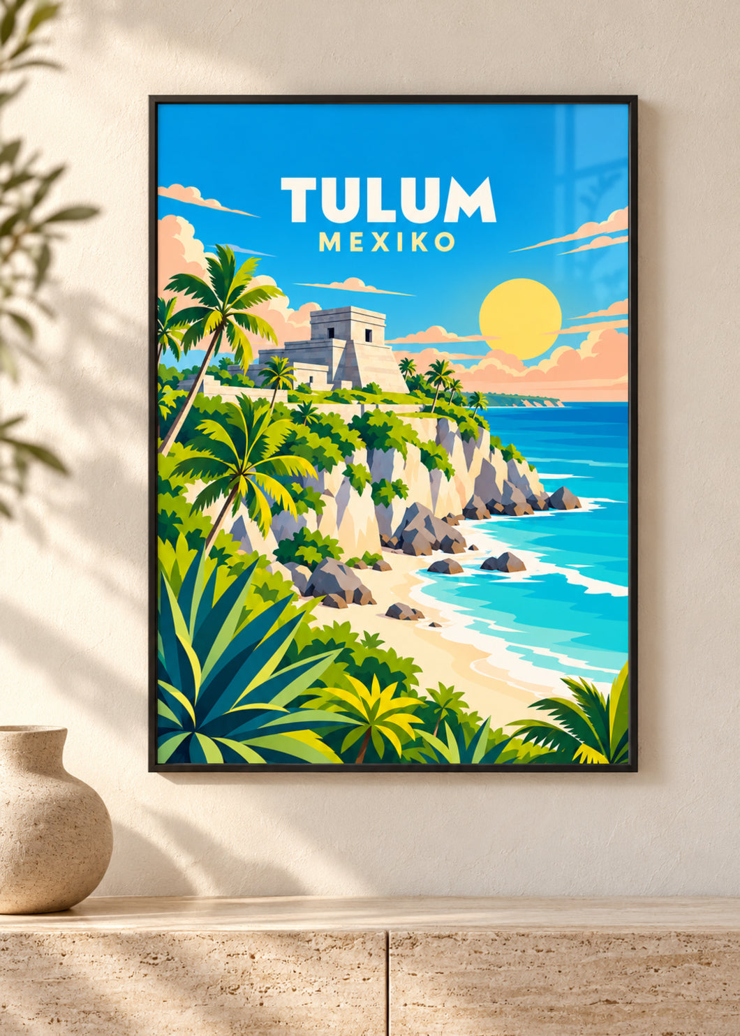 Tulum – Mockup im dünnen schwarzen Rahmen mit Acrylglas