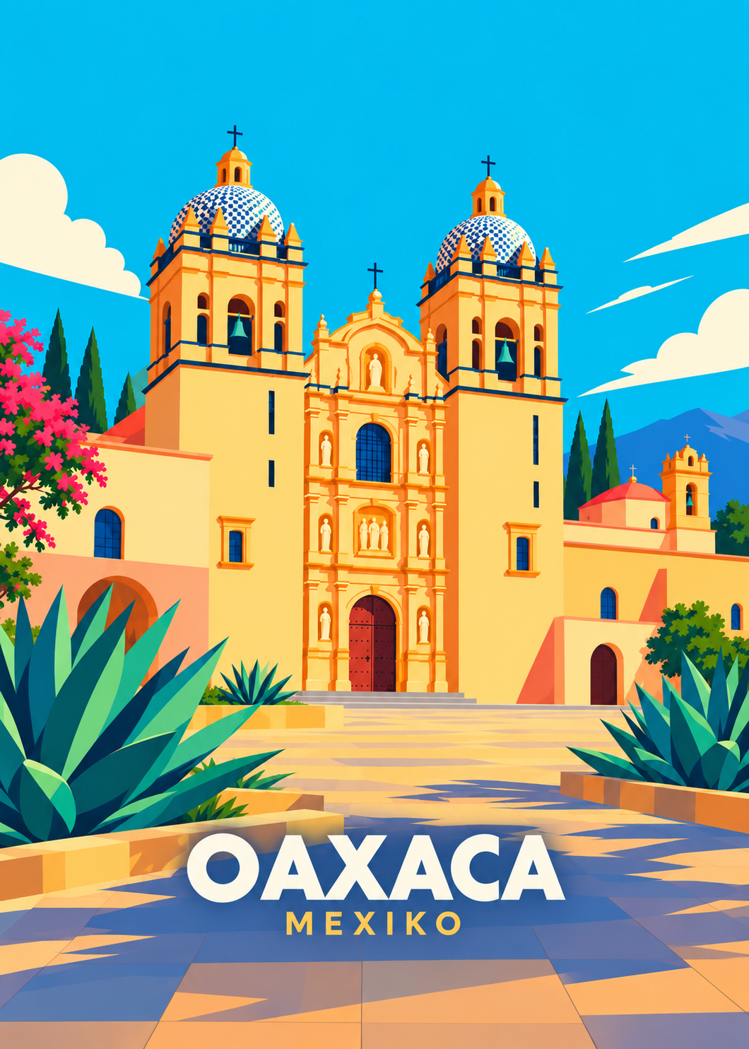 Oaxaca – geometrische Illustration des Templo Santo Domingo in Mexiko