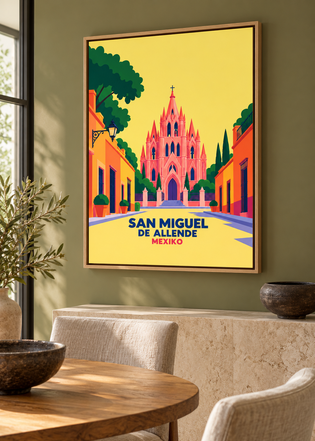 San Miguel de Allende – Leinwand im Eichen-Schattenfugenrahmen