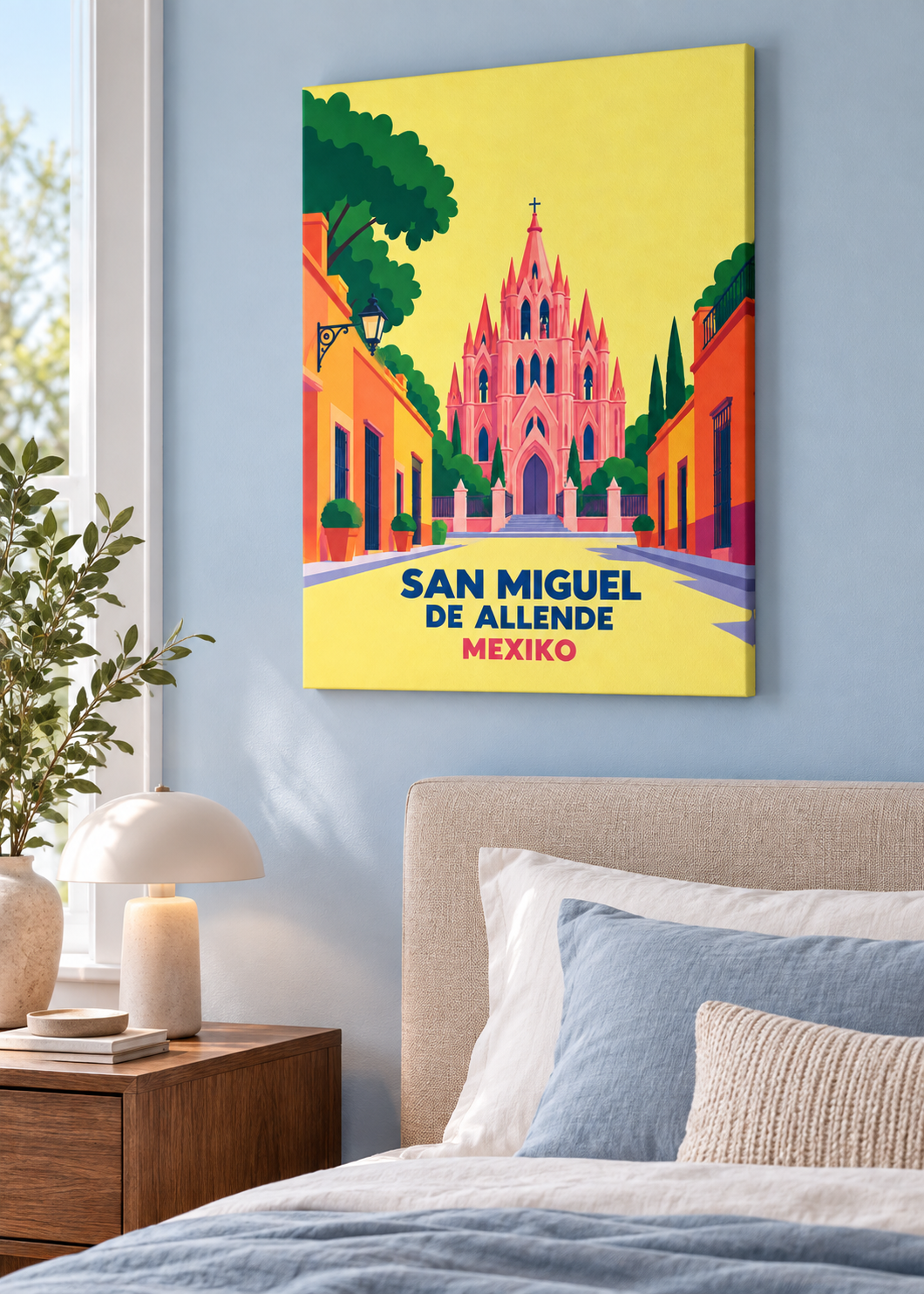 San Miguel de Allende – rahmenlose Slim-Leinwand im Schlafzimmer