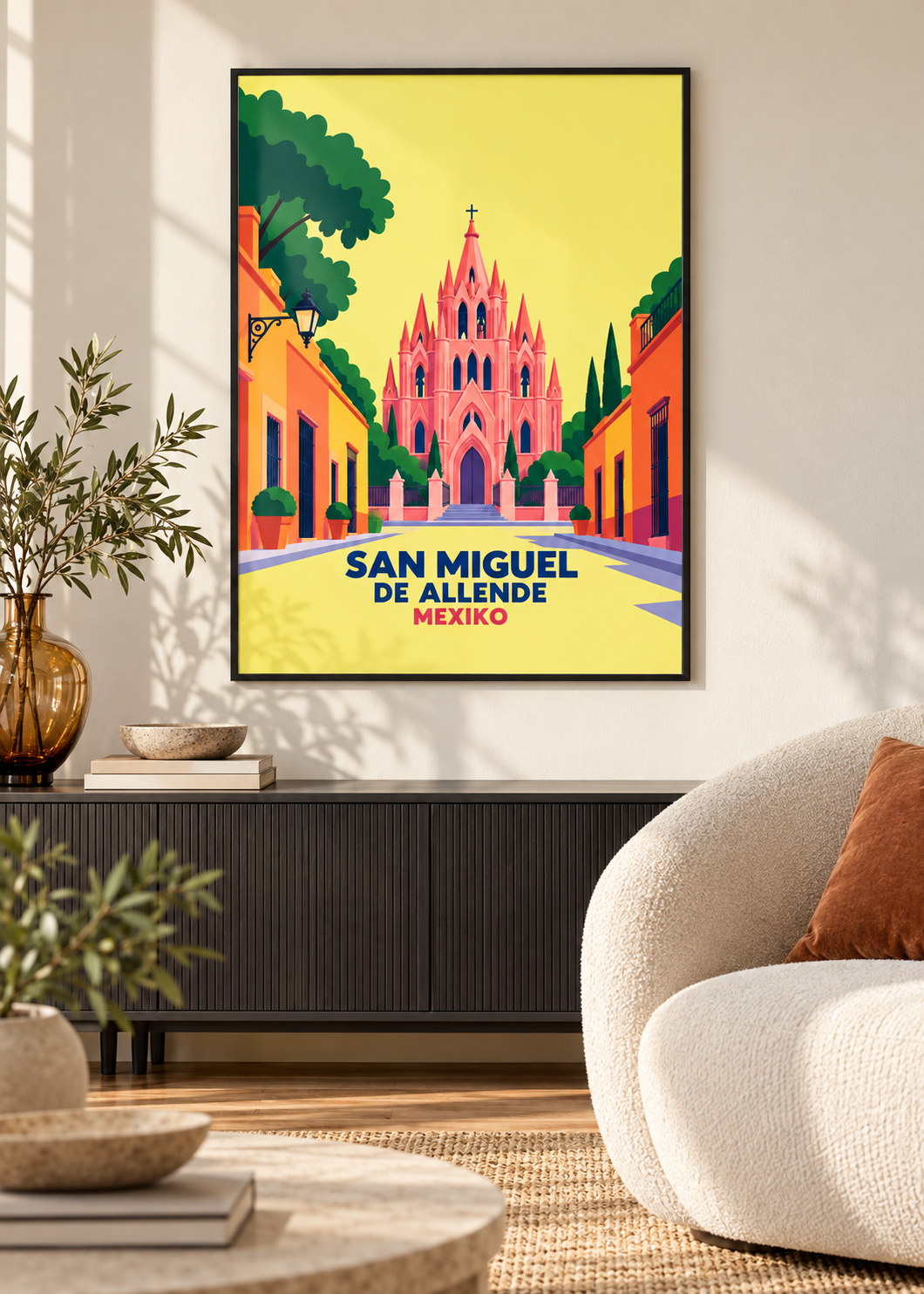 San Miguel de Allende – Kunstdruck im schwarzen Acrylrahmen
