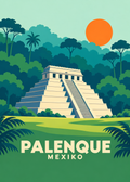Palenque – geometrische Illustration des Tempels der Inschriften in Mexiko