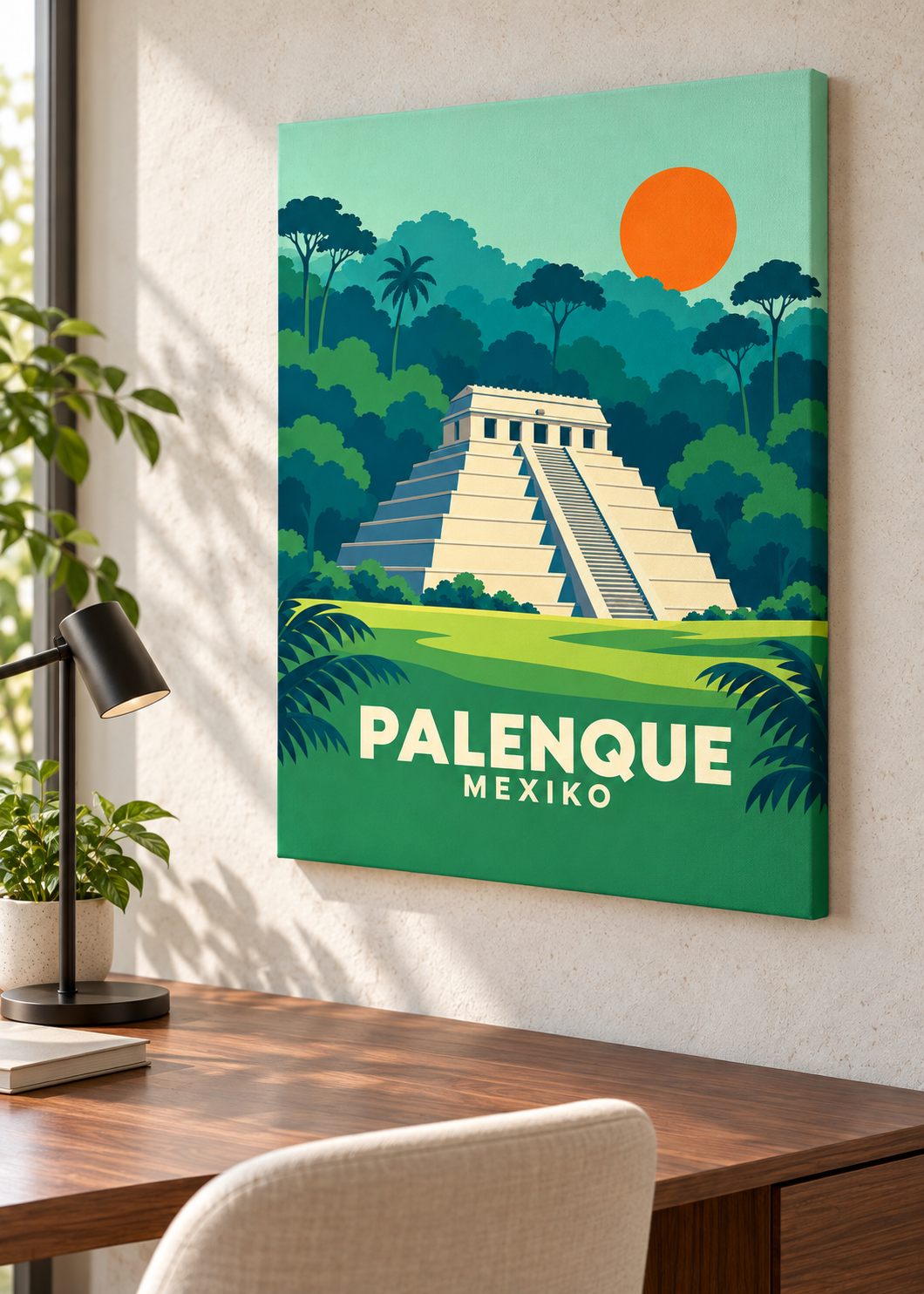 Palenque – matte rahmenlose Slim-Leinwand im Homeoffice