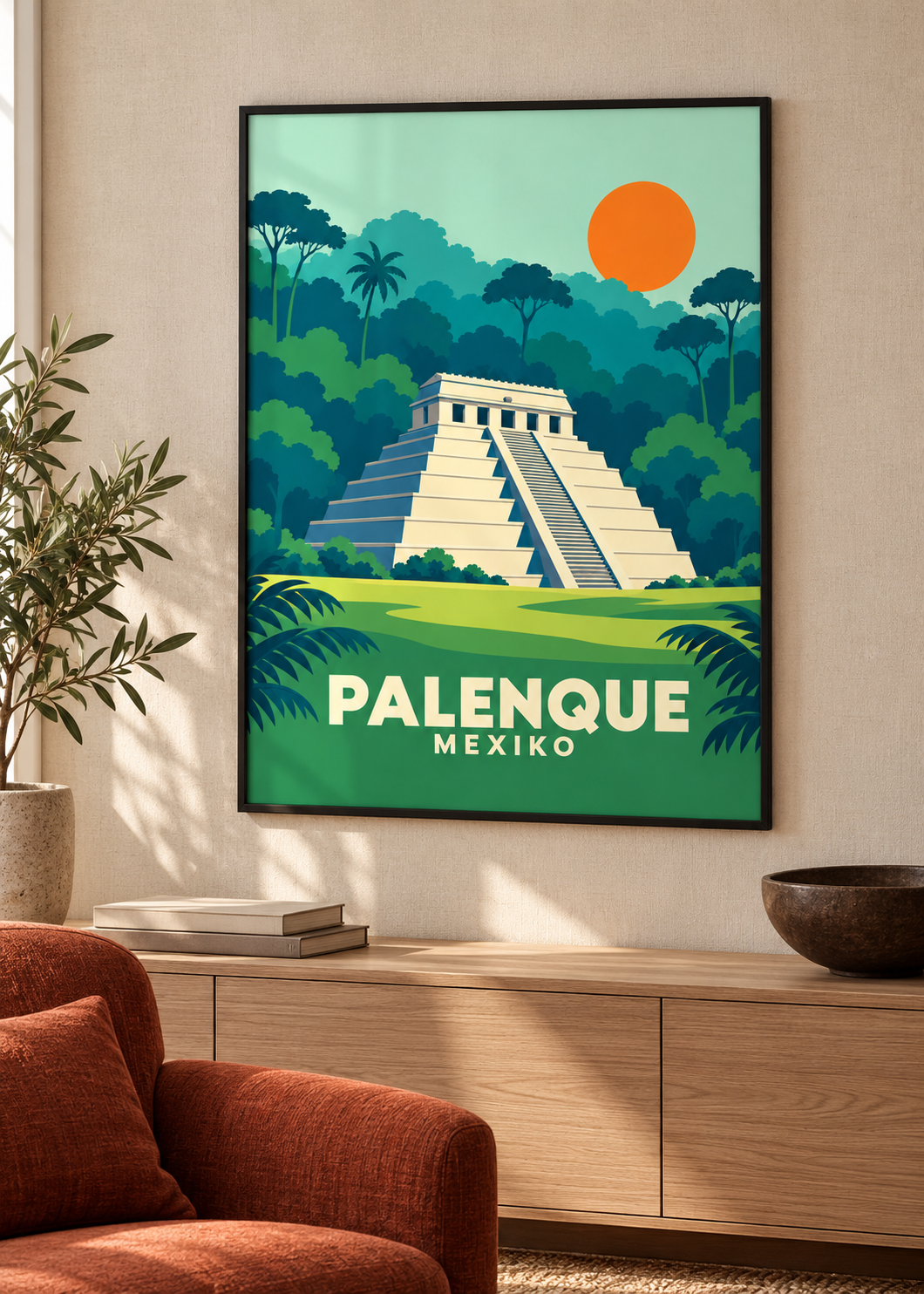 Palenque – Kunstdruck im schwarzen Acrylrahmen