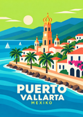 Puerto Vallarta – geometrische Illustration, Mexiko