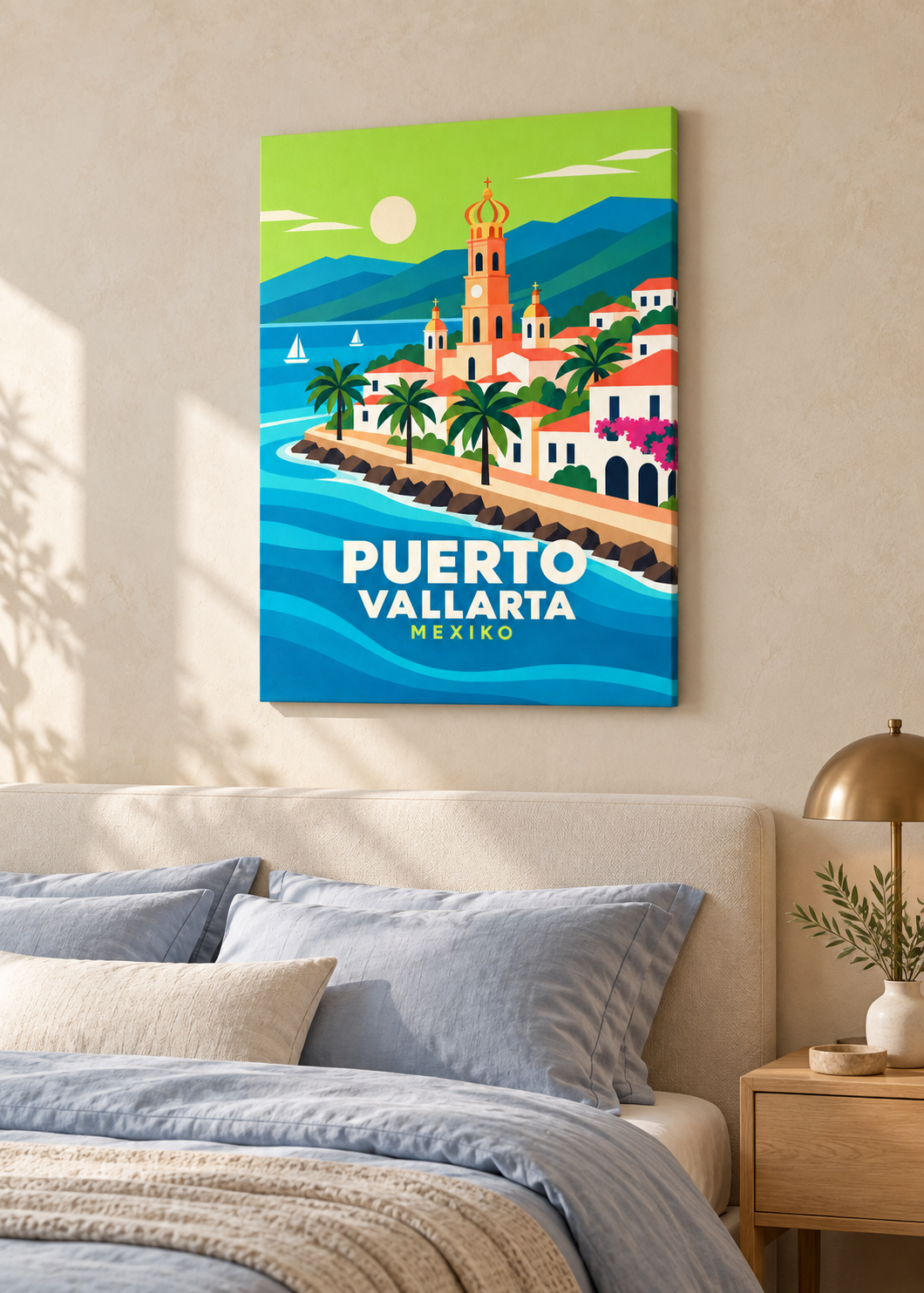 Puerto Vallarta als rahmenlose Slim-Leinwand