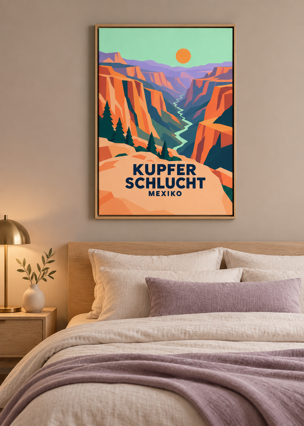 Kupferschlucht als Leinwand im Eichen-Schattenfugenrahmen