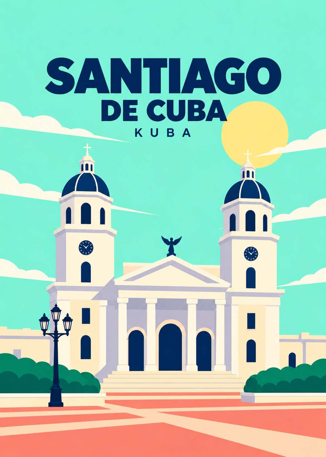 Santiago de Cuba – geometrische Illustration der Kathedrale in Kuba