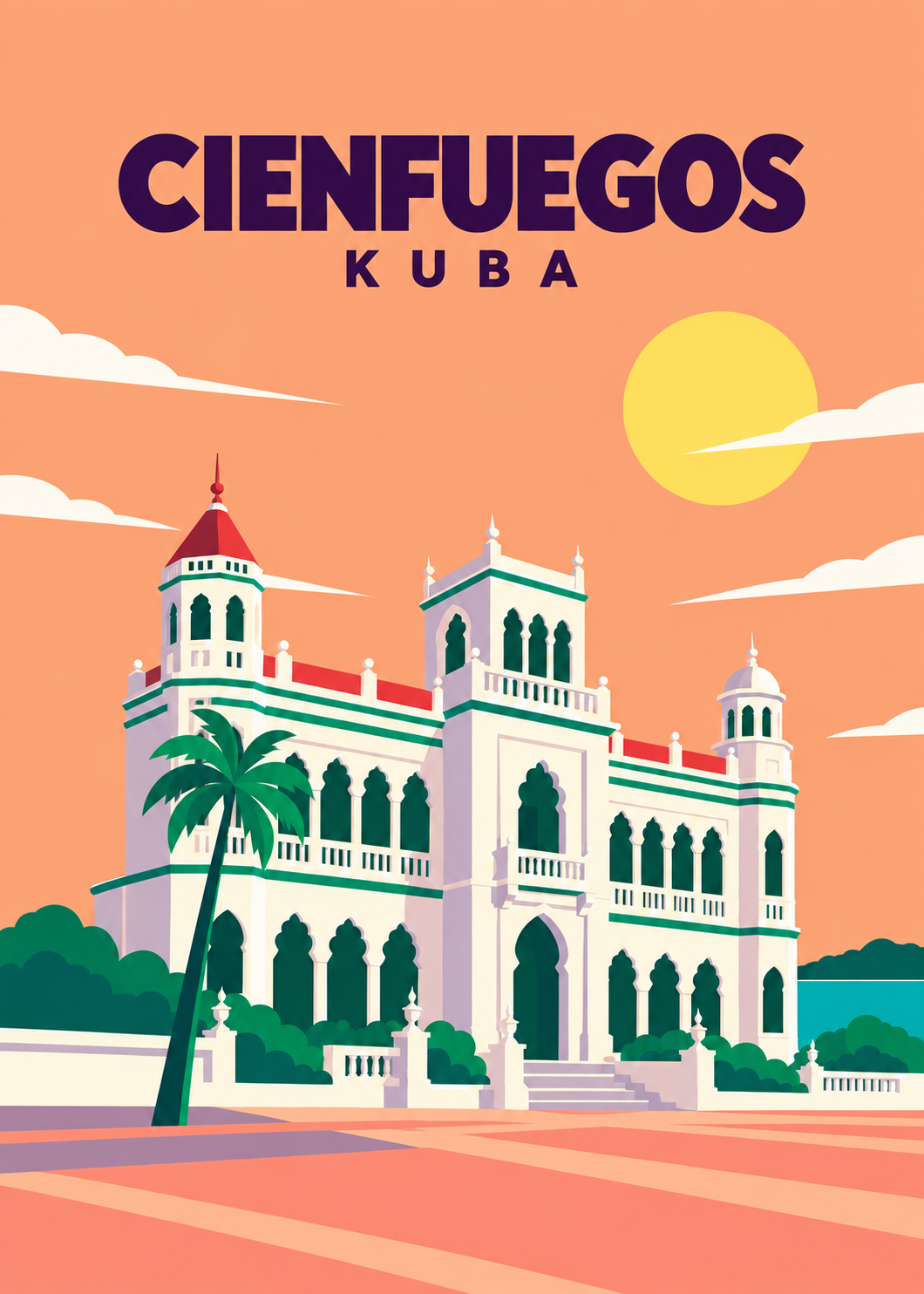 Cienfuegos, Kuba – geometrische Illustration des Palacio de Valle