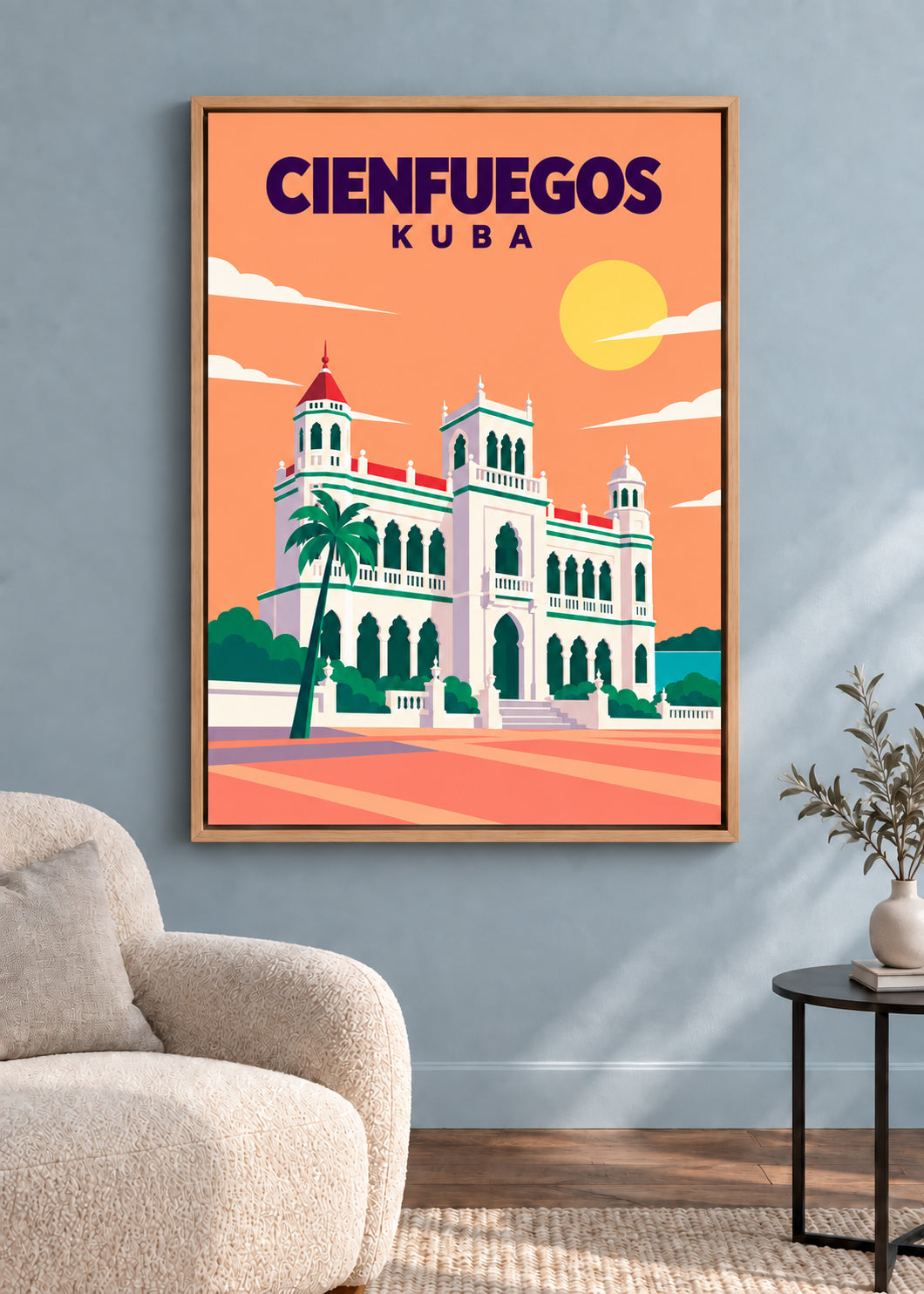 Cienfuegos – Leinwand mit Naturholz-Eichen-Schattenfugenrahmen