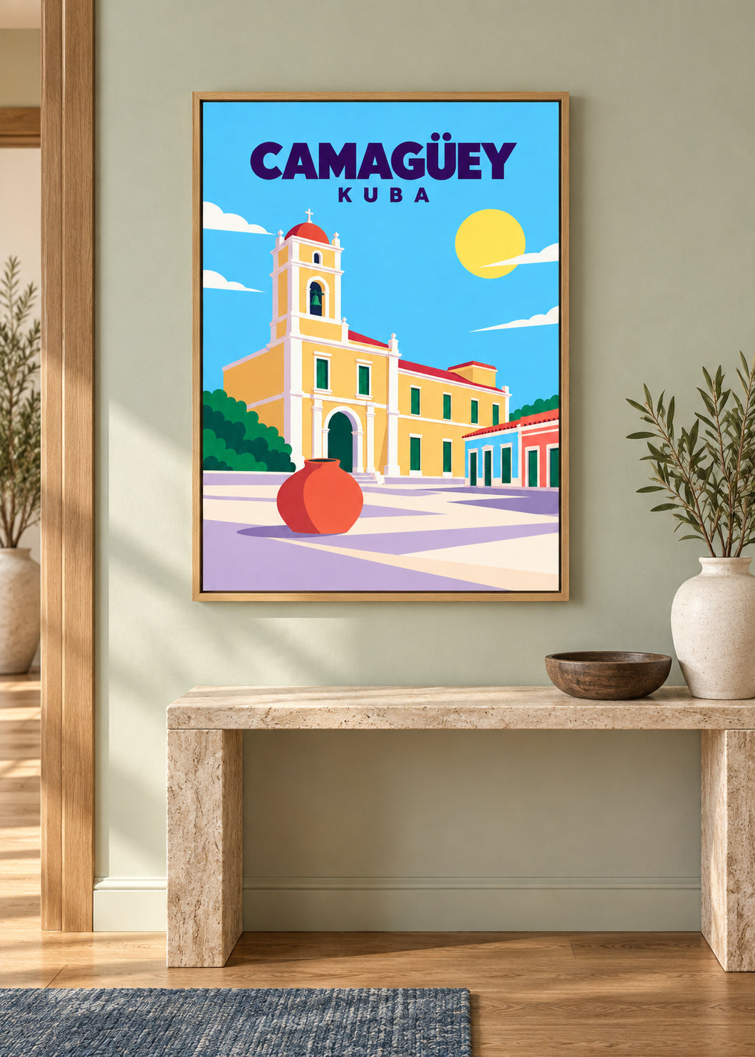 Camagüey – Leinwand mit Naturholz-Eichen-Schattenfugenrahmen