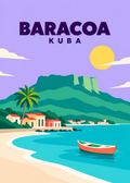 Baracoa, Kuba – geometrische Illustration der Bucht mit El Yunque