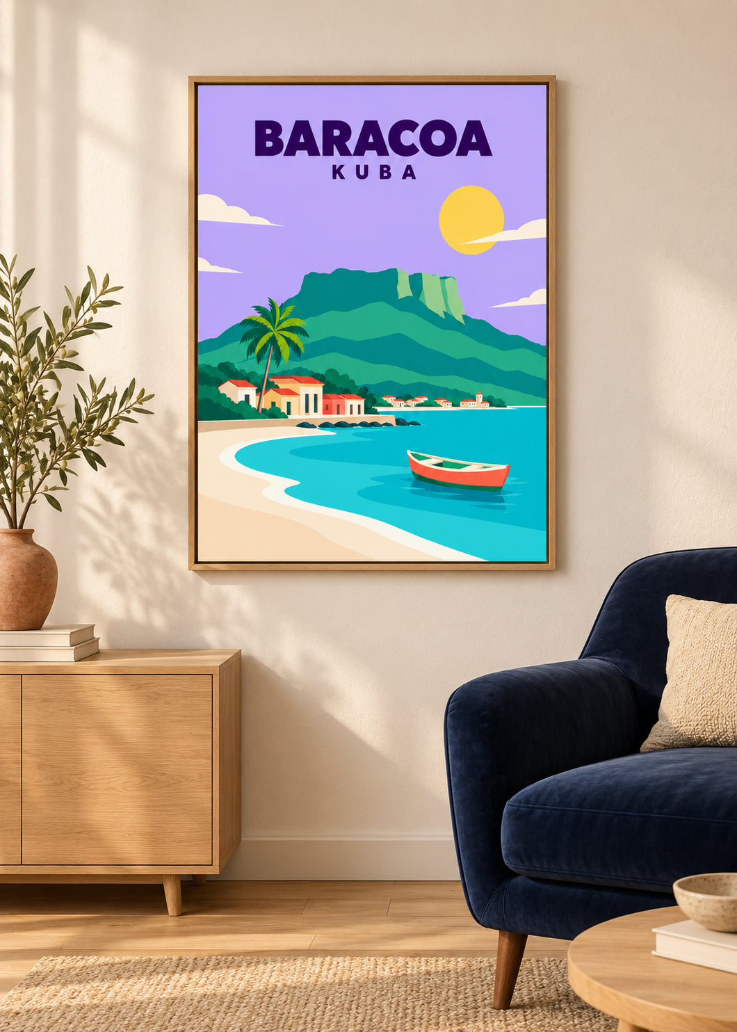 Baracoa – Leinwand mit Naturholz-Eichen-Schattenfugenrahmen