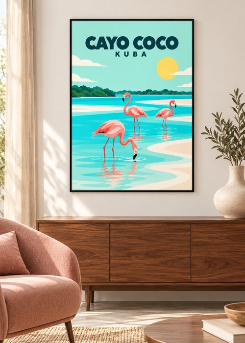 Cayo Coco – Kunstdruck im dünnen schwarzen Rahmen mit Acryl