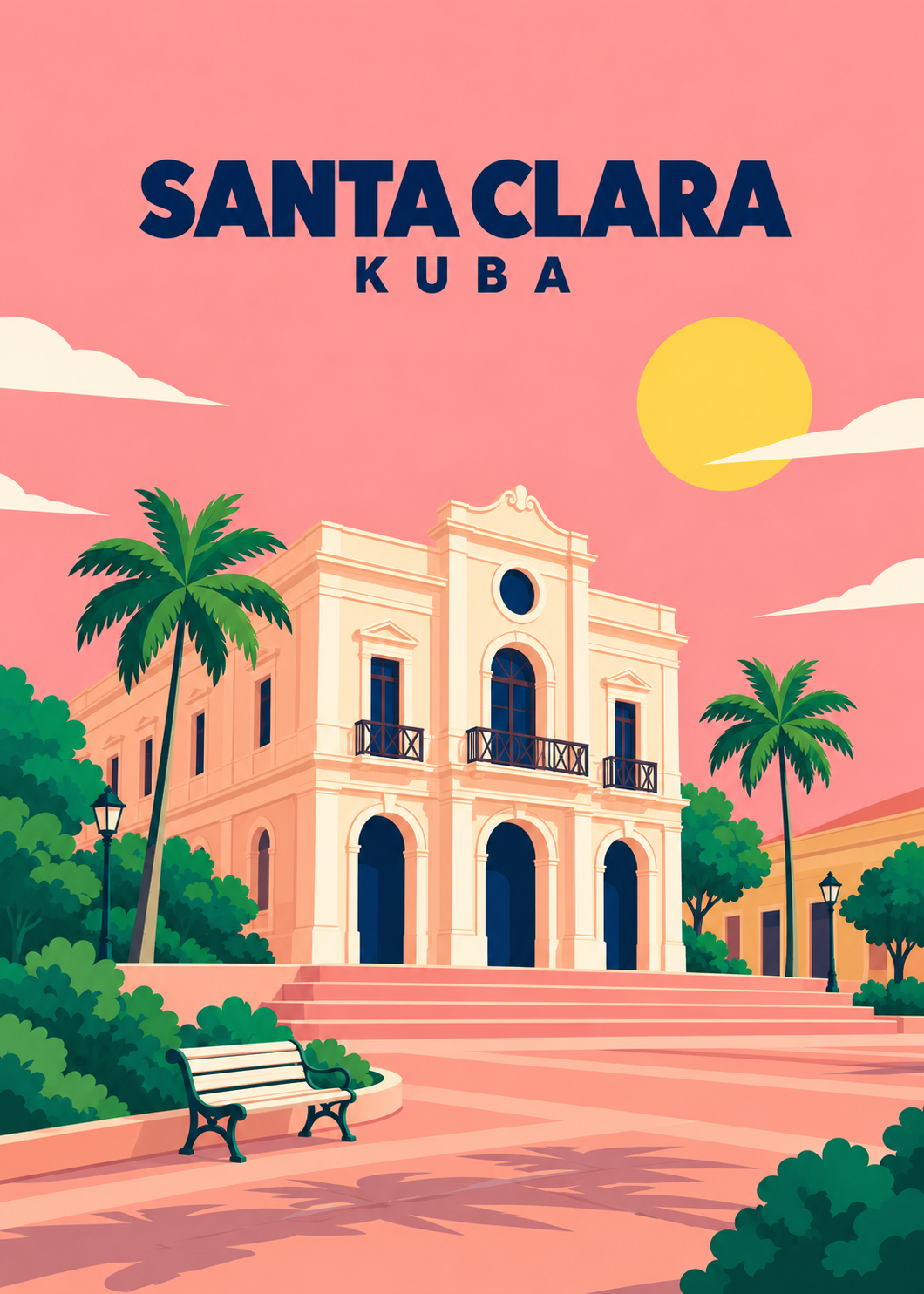 Santa Clara, Kuba – geometrische Illustration des Teatro La Caridad