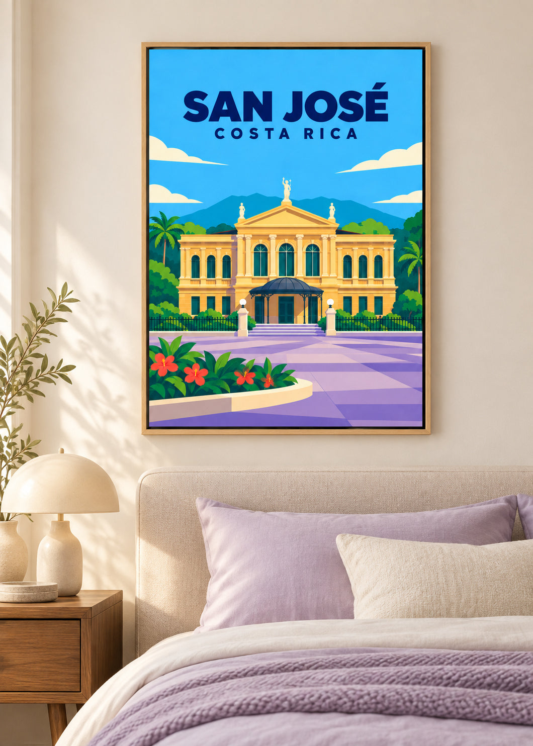 San José – Leinwand mit natürlichem Eichen-Schattenfugenrahmen