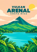 Vulkan Arenal, Costa Rica – geometrische Illustration mit Arenal-See
