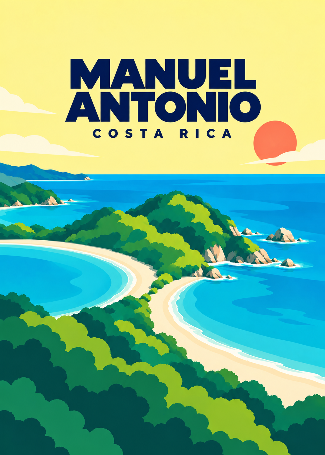 Manuel Antonio – geometrische Illustration, Costa Rica