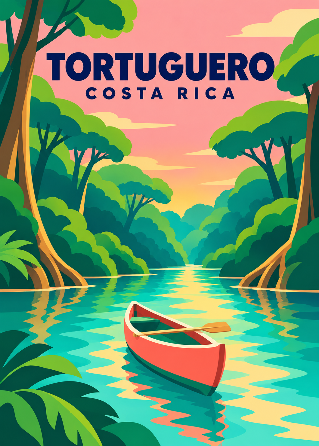 Tortuguero – geometrische Illustration, Costa Rica