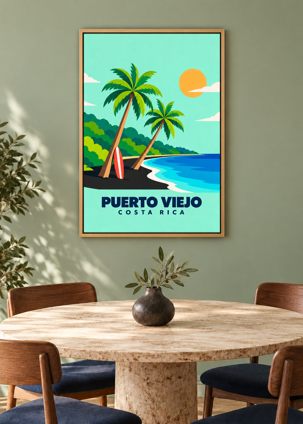 Puerto Viejo – Leinwand im Eichen-Schattenfugenrahmen