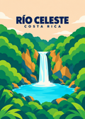 Río Celeste – geometrische Illustration, Costa Rica