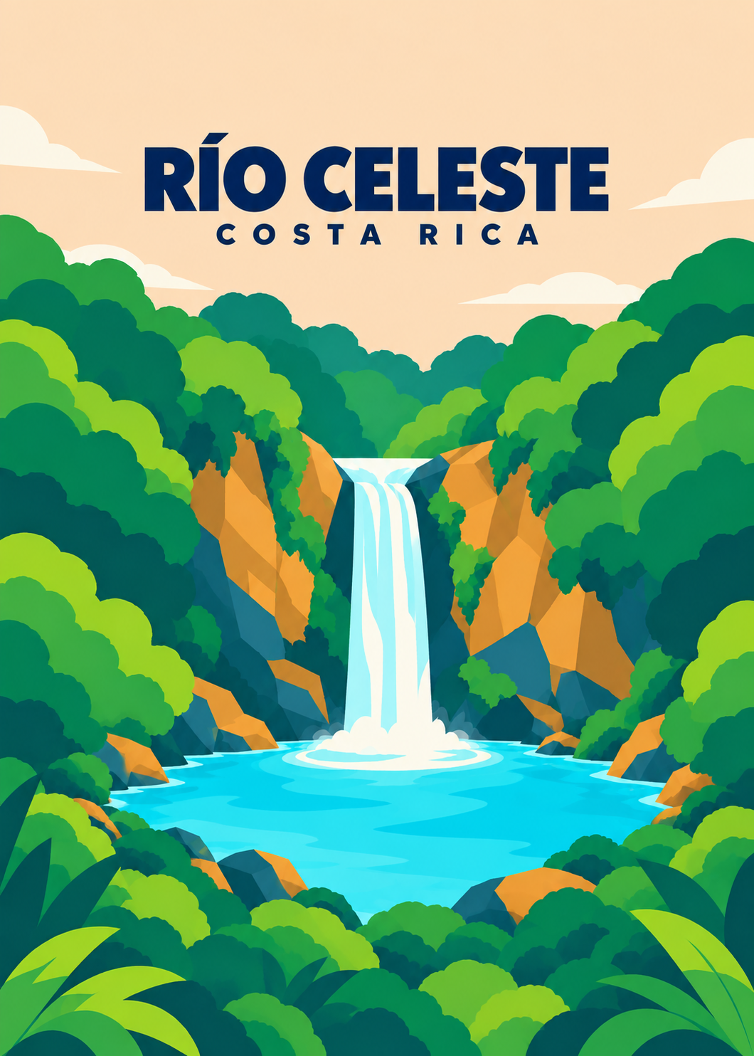Río Celeste – geometrische Illustration, Costa Rica