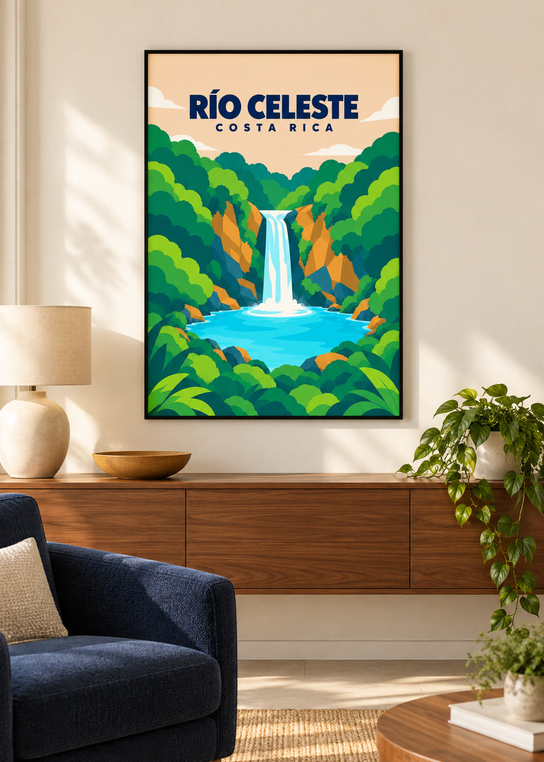 Río Celeste – dünner schwarzer Rahmen mit Acrylglas