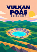 Vulkan Poás – geometrische Illustration, Costa Rica