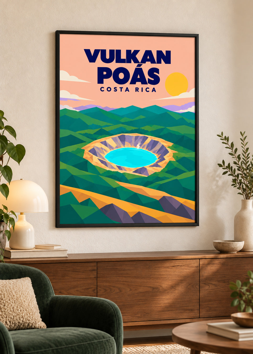Vulkan Poás – dünner schwarzer Rahmen mit Acrylglas