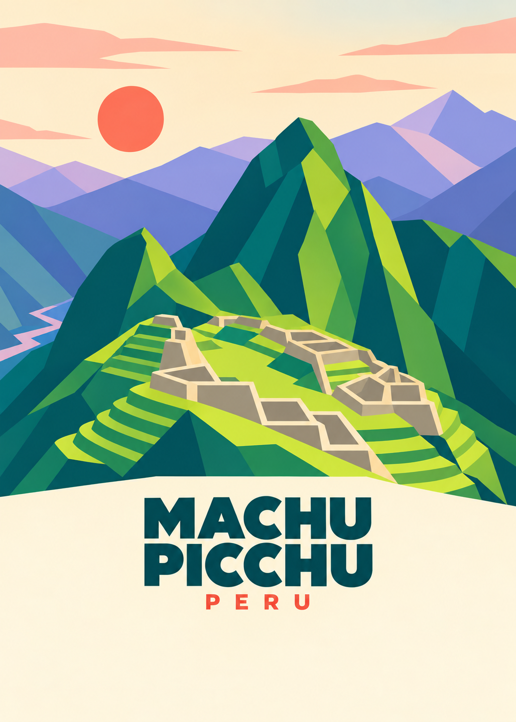 Machu Picchu – geometrische Illustration, Peru
