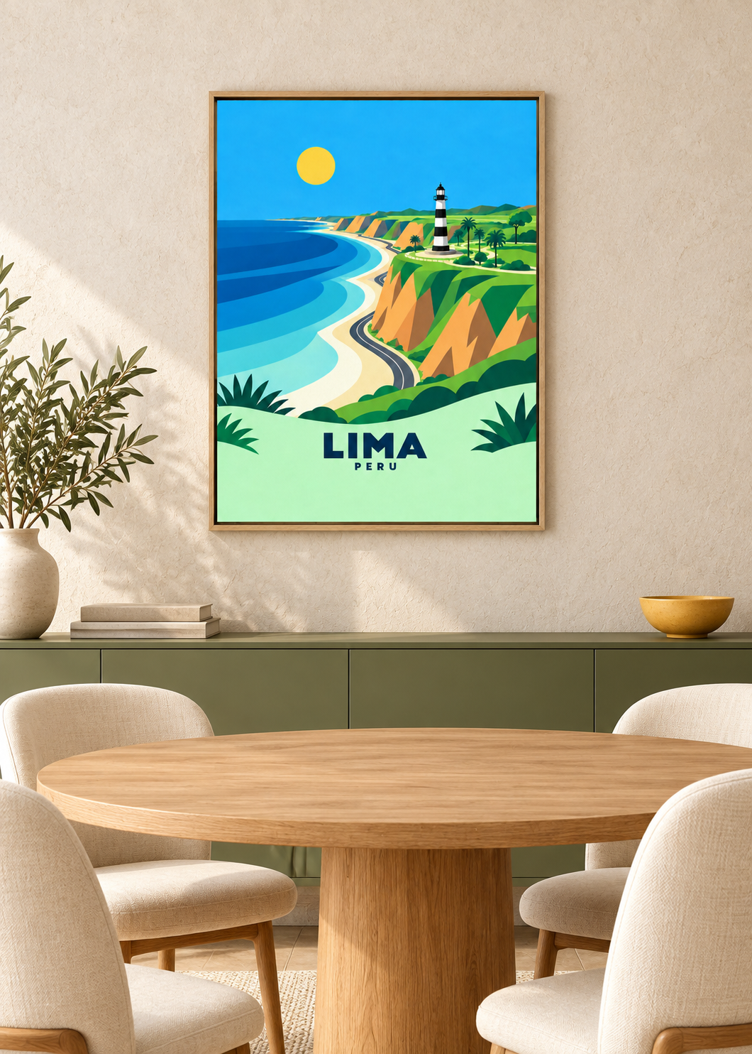 Lima als Leinwand im Eichen-Schattenfugenrahmen
