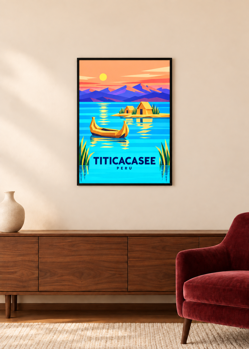 Titicacasee – Kunstdruck im dünnen schwarzen Rahmen mit Acrylglas
