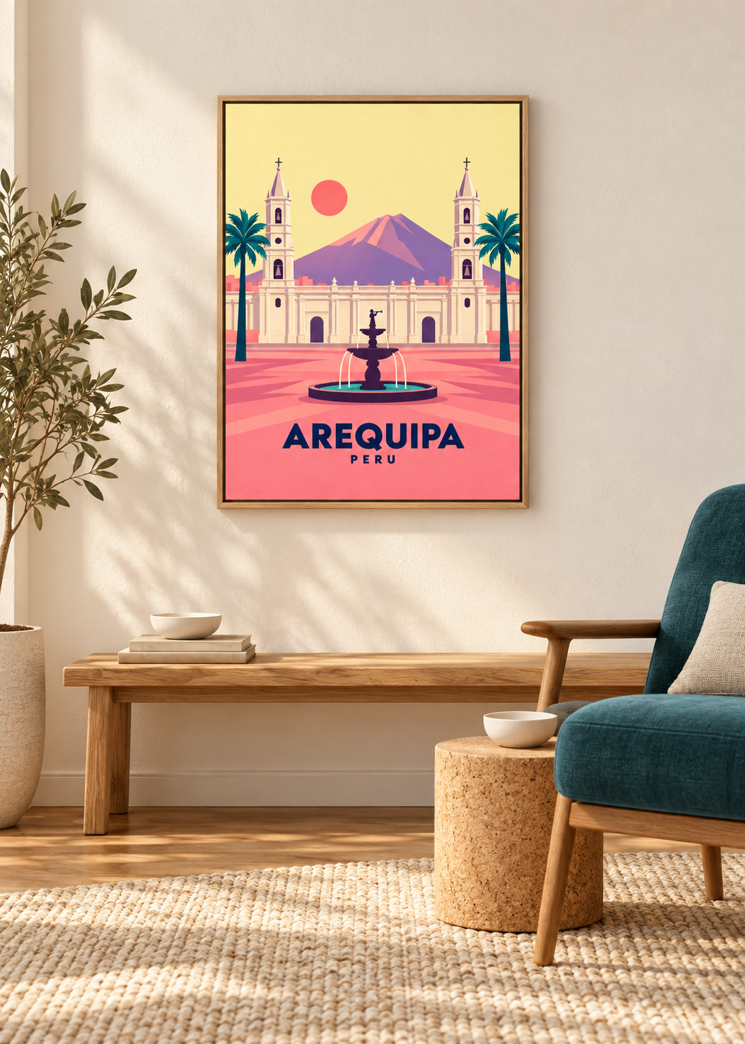 Arequipa – Leinwand im Naturholz-Eichen-Schattenfugenrahmen