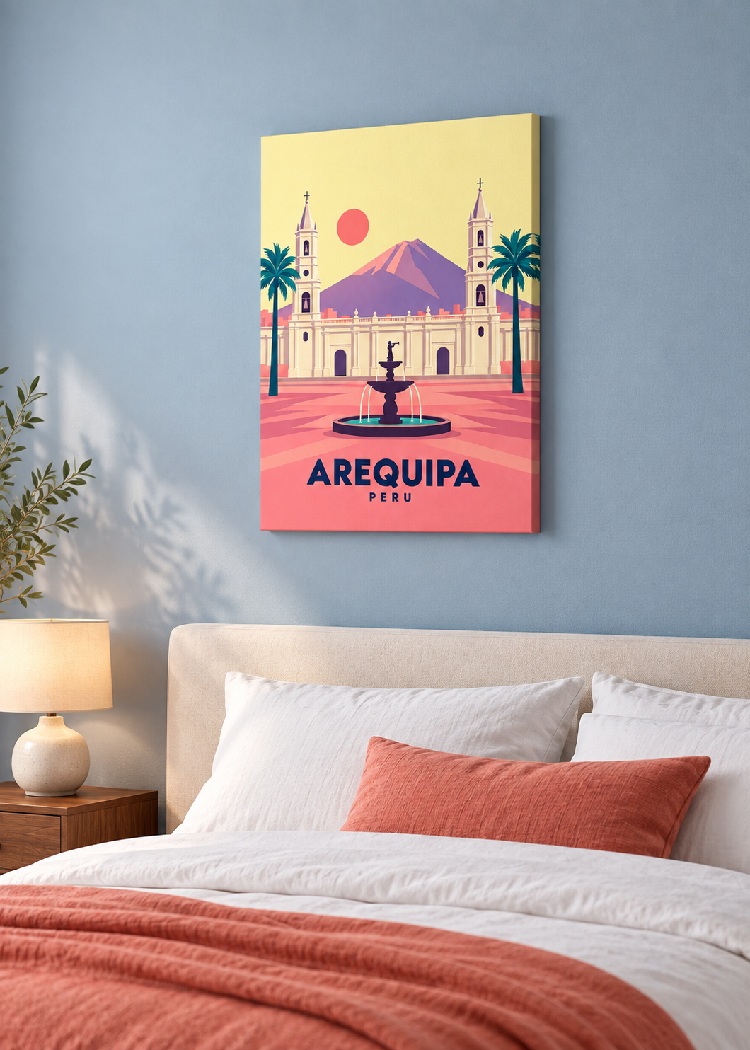 Arequipa – rahmenlose Slim-Leinwand im Schlafzimmer