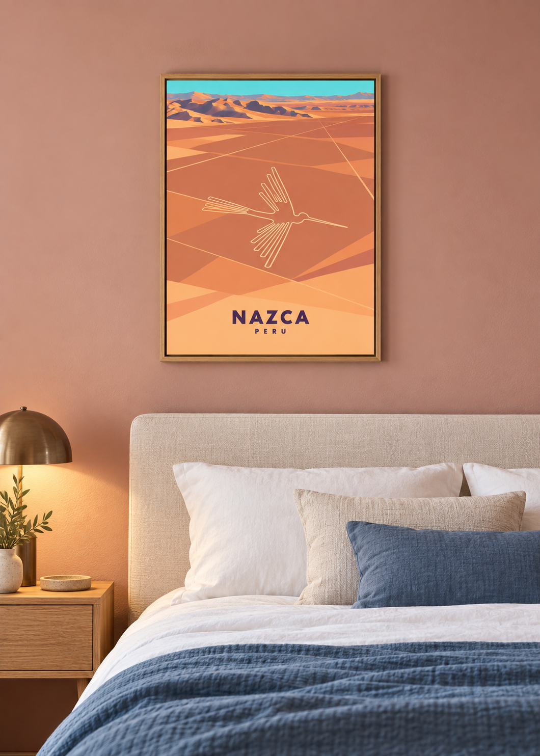 Nazca – Leinwand im Naturholz-Eichen-Schattenfugenrahmen