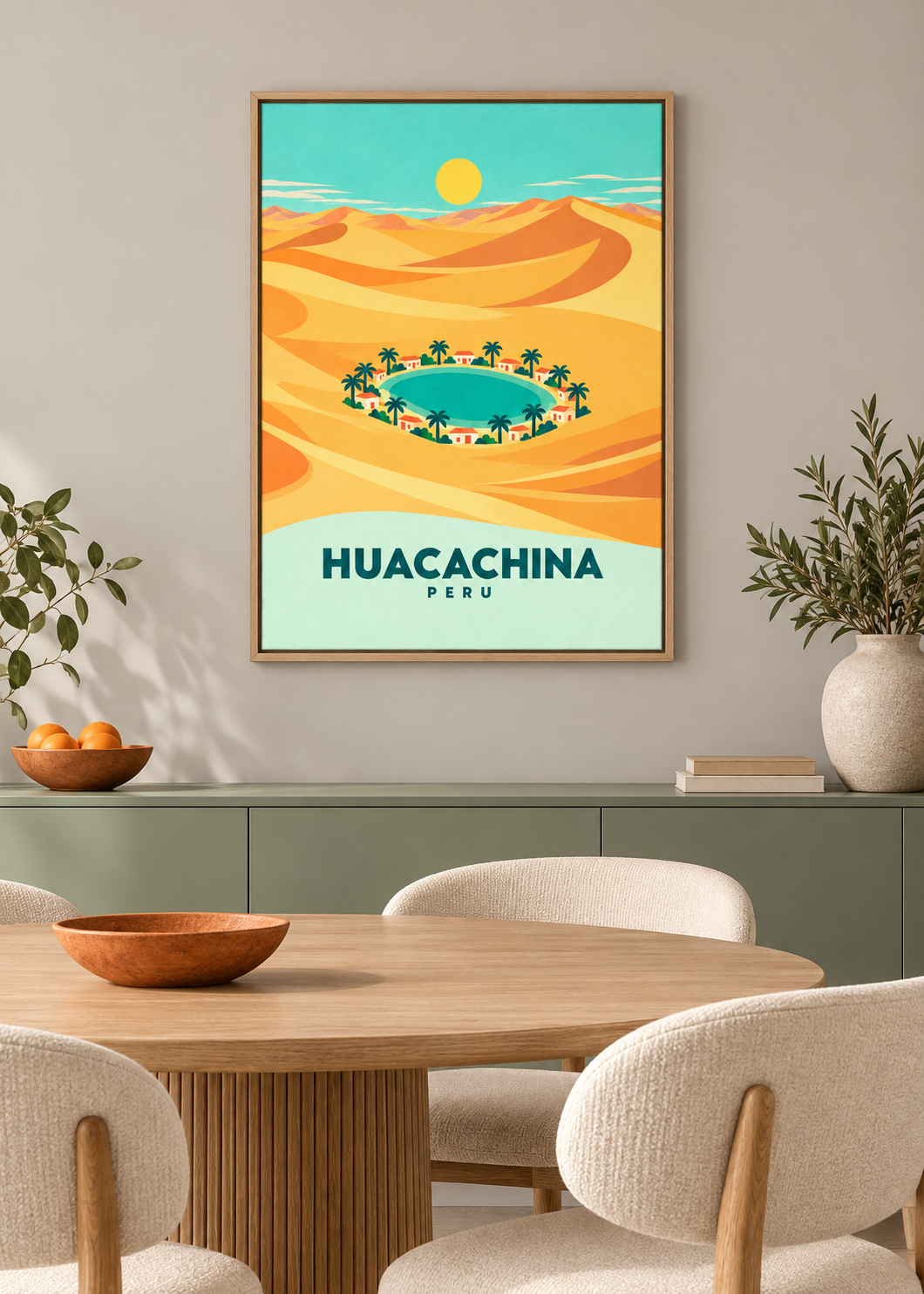 Huacachina – Leinwand im Naturholz-Eichen-Schattenfugenrahmen