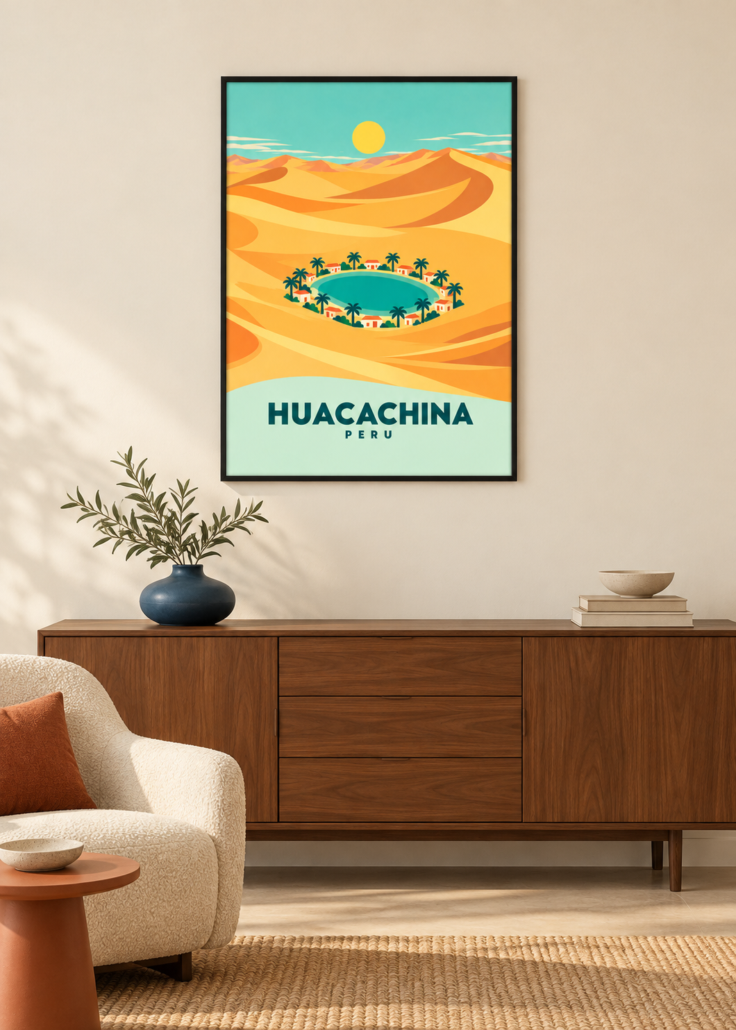 Huacachina – Kunstdruck im dünnen schwarzen Rahmen mit Acrylglas