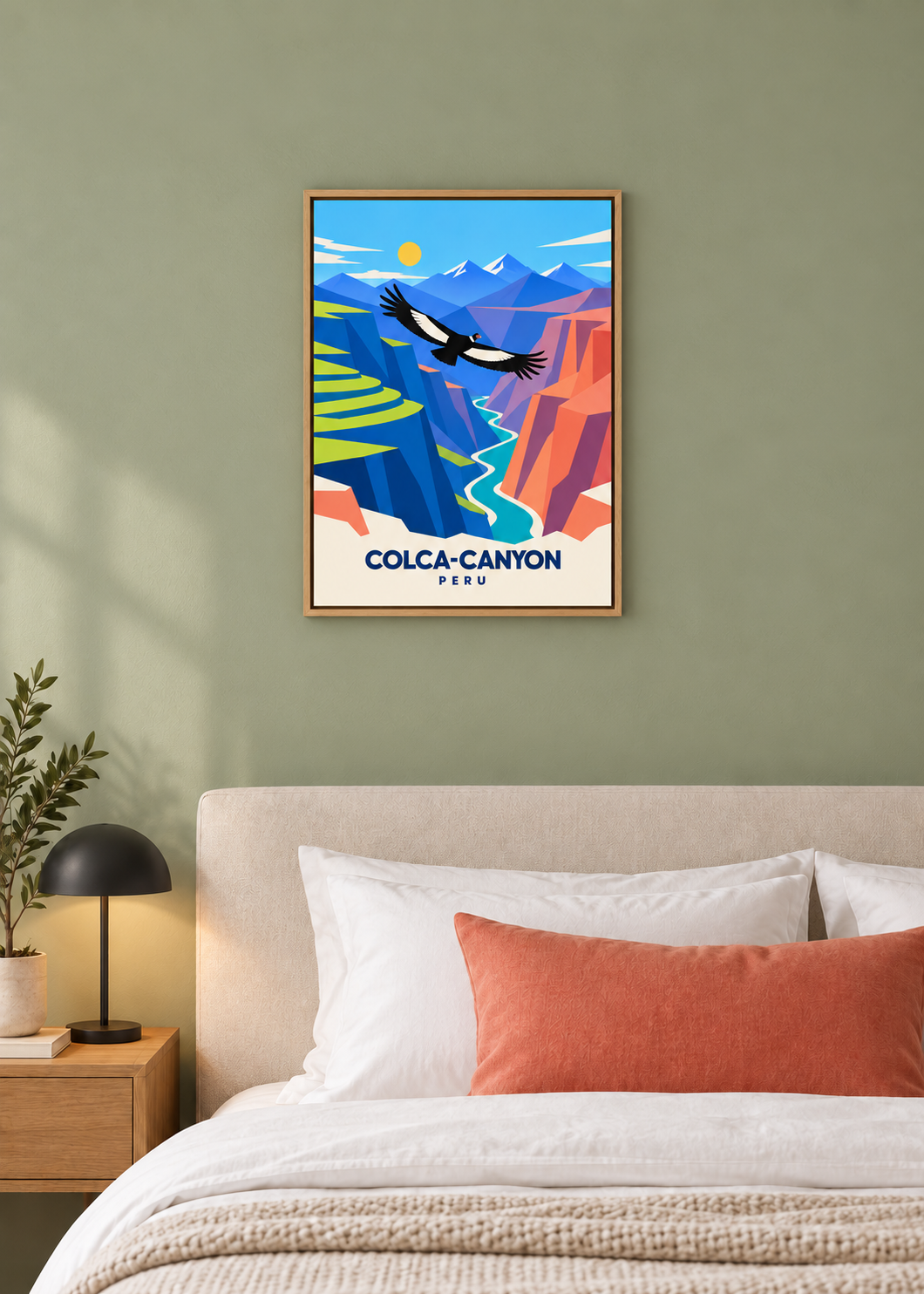 Colca-Canyon als Leinwand im Eichen-Schattenfugenrahmen