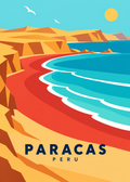 Paracas, Peru – geometrische Illustration der roten Küstenbucht