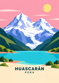 Huascarán, Peru – geometrische Illustration der Zwillingsgipfel und des Gletschersees