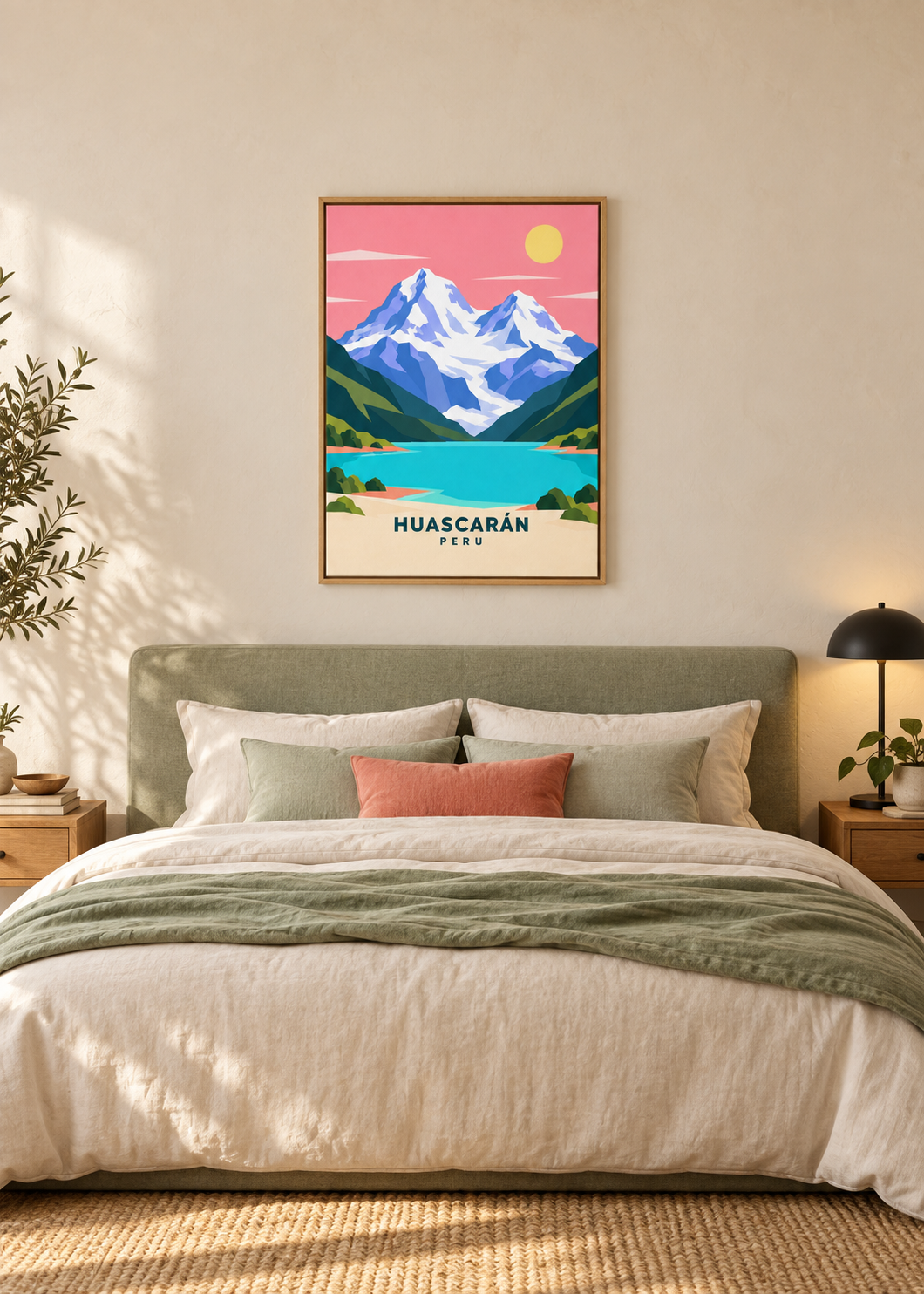 Huascarán als Leinwand im Eichen-Schattenfugenrahmen