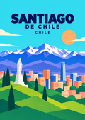 Santiago de Chile – geometrische Illustration, Chile