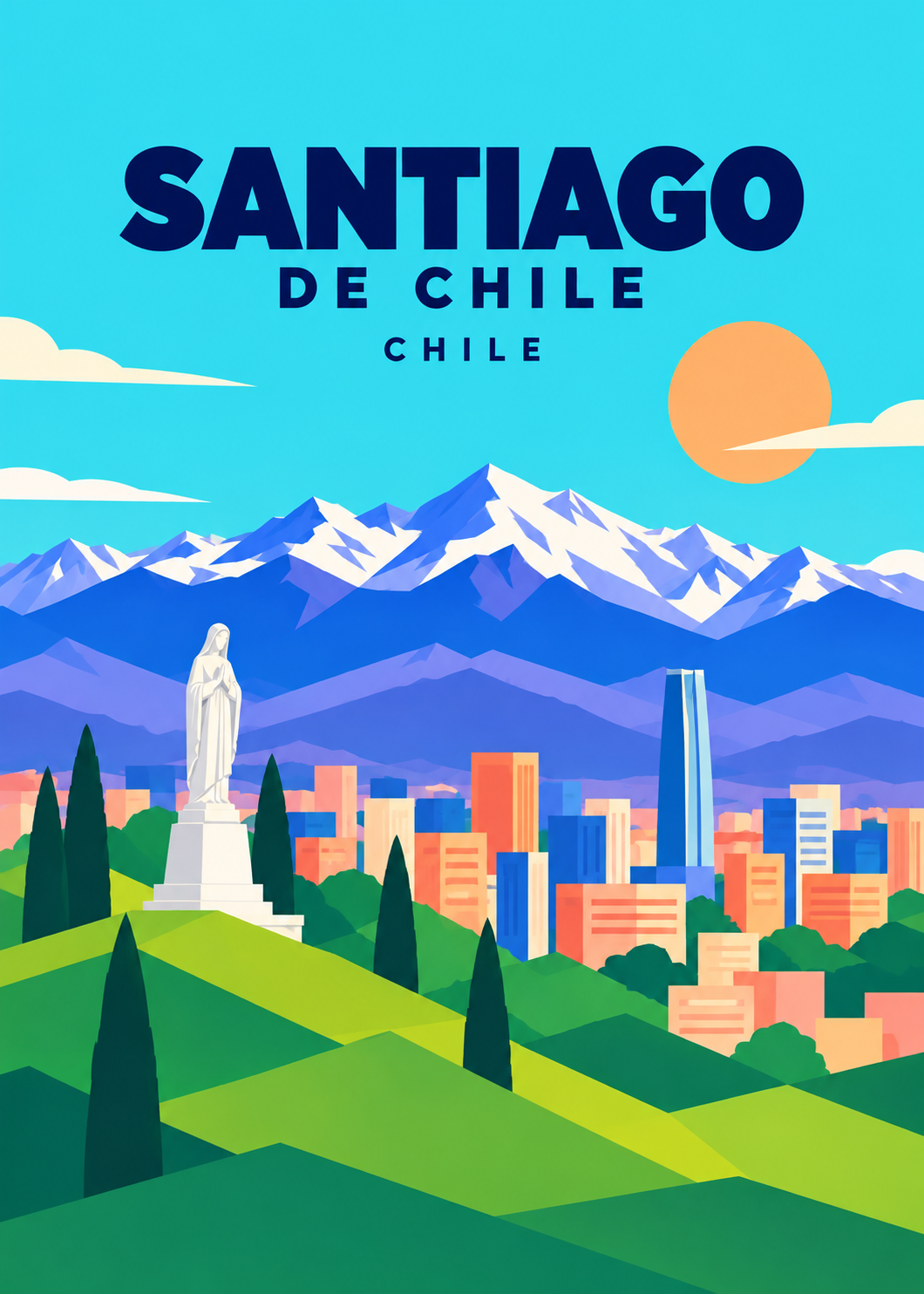 Santiago de Chile – geometrische Illustration, Chile