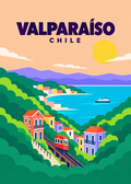 Valparaíso – geometrische Illustration, Chile