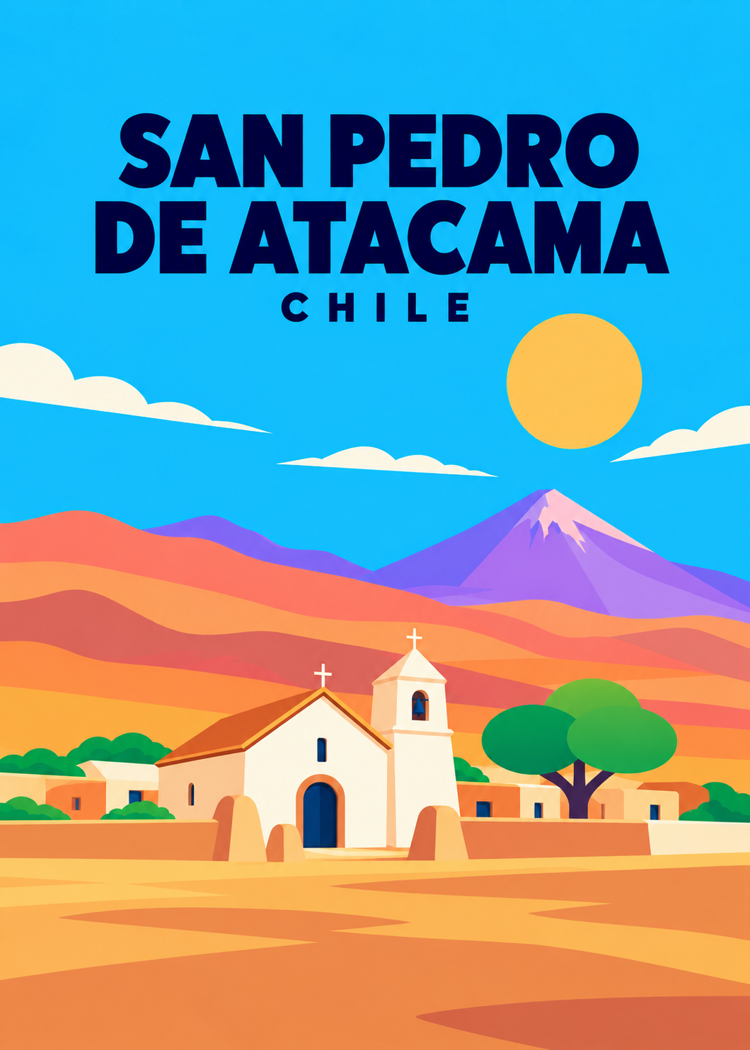 San Pedro de Atacama – geometrische Illustration, Chile