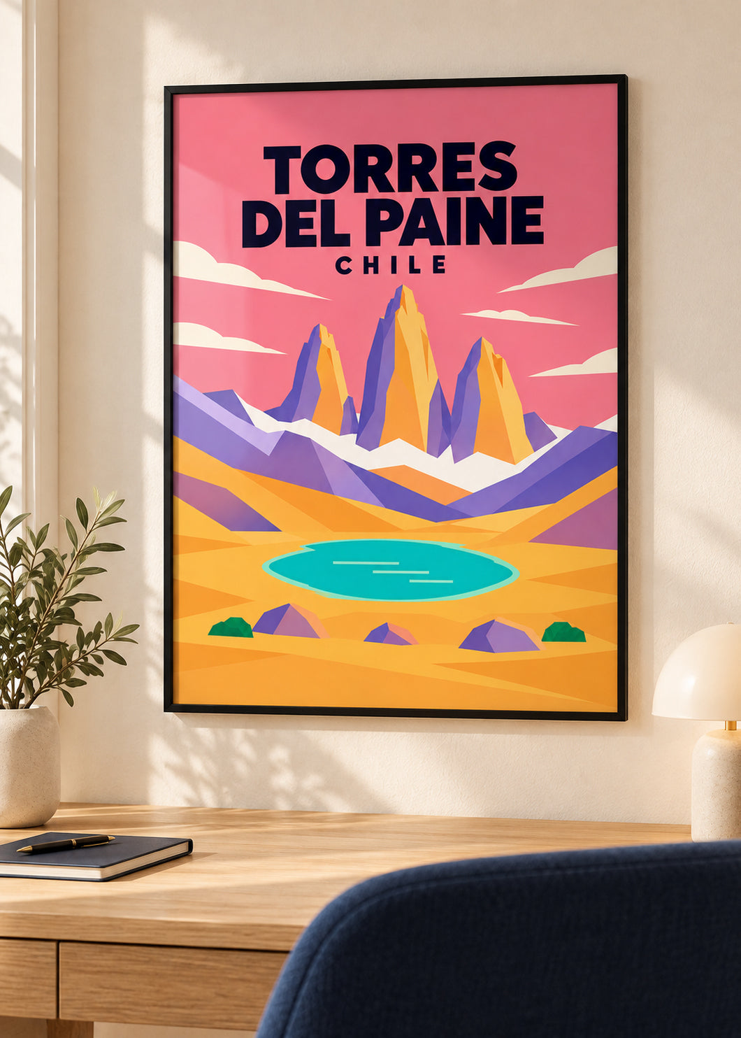 Torres del Paine – dünner schwarzer Rahmen mit Acrylglas