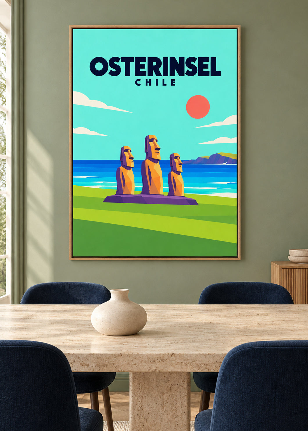 Osterinsel – Leinwand im Eichen-Schattenfugenrahmen