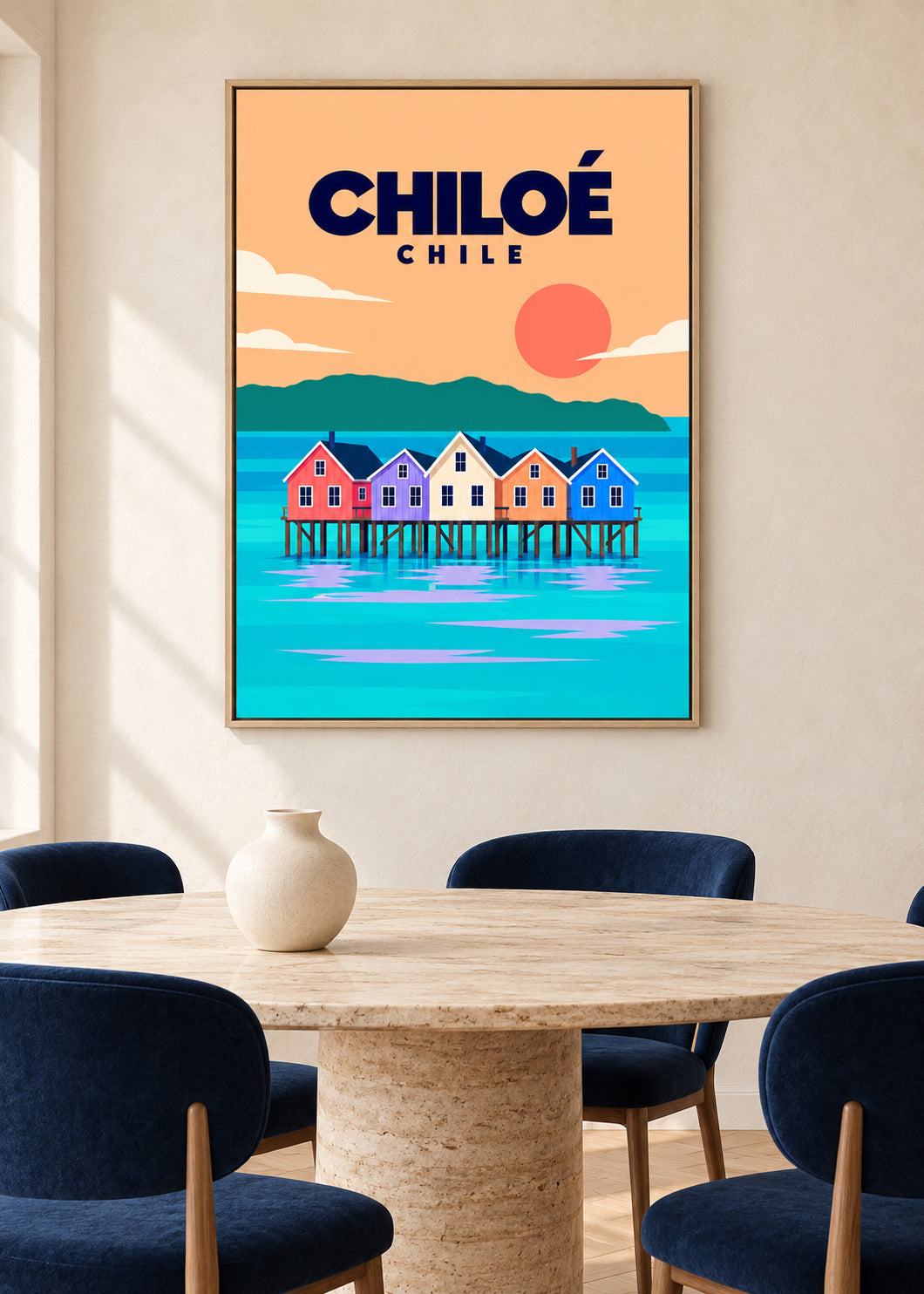 Chiloé – Leinwand im Eichen-Schattenfugenrahmen