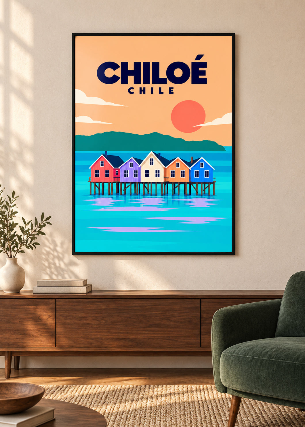 Chiloé – Mockup im schwarzen Rahmen mit Acryl