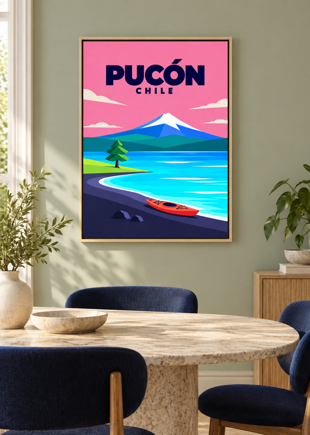 Pucón – Leinwand im Eichen-Schattenfugenrahmen